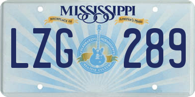 MS license plate LZG289