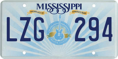 MS license plate LZG294