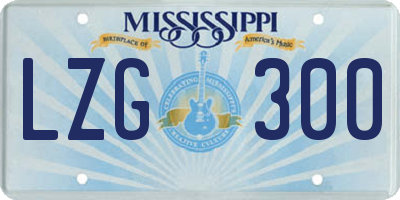 MS license plate LZG300
