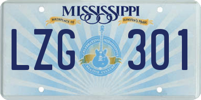 MS license plate LZG301