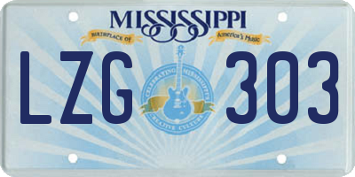 MS license plate LZG303