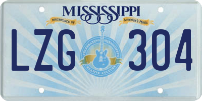 MS license plate LZG304