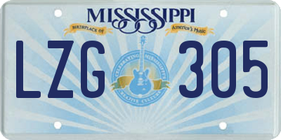 MS license plate LZG305