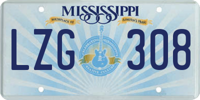 MS license plate LZG308