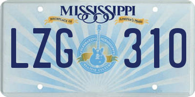 MS license plate LZG310