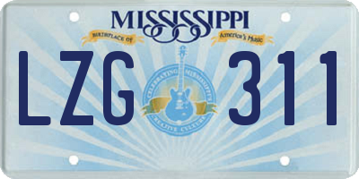 MS license plate LZG311