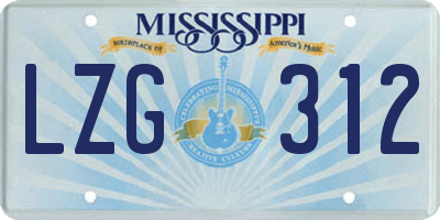 MS license plate LZG312