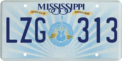 MS license plate LZG313