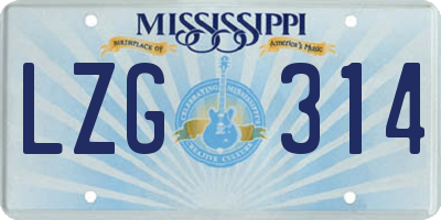 MS license plate LZG314