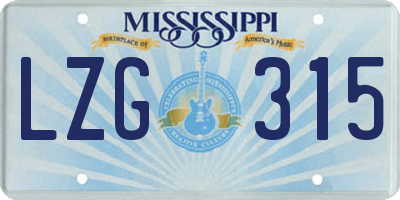 MS license plate LZG315