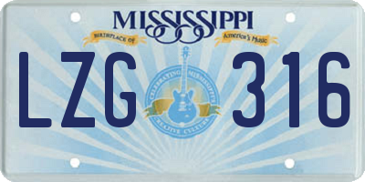 MS license plate LZG316