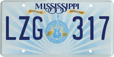 MS license plate LZG317