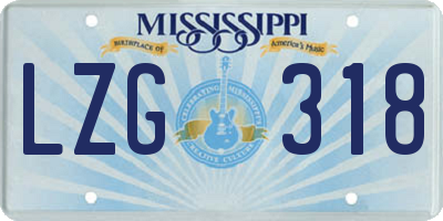 MS license plate LZG318