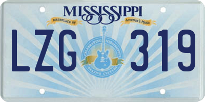 MS license plate LZG319