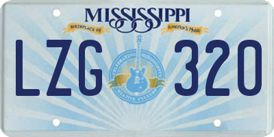 MS license plate LZG320