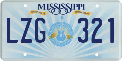 MS license plate LZG321