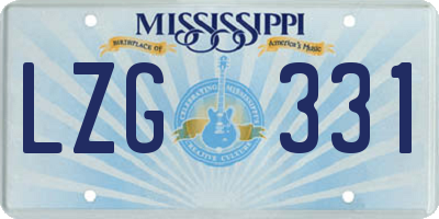 MS license plate LZG331
