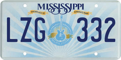 MS license plate LZG332
