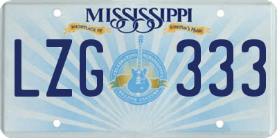 MS license plate LZG333