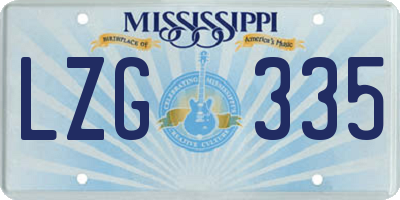 MS license plate LZG335