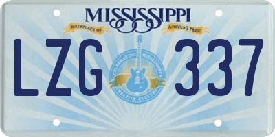 MS license plate LZG337