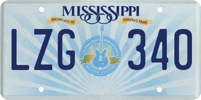MS license plate LZG340