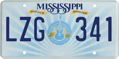 MS license plate LZG341