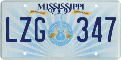 MS license plate LZG347