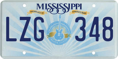MS license plate LZG348