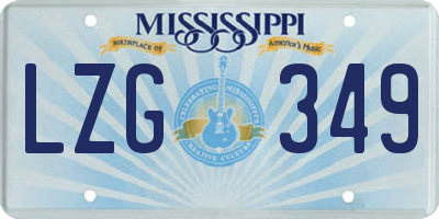 MS license plate LZG349