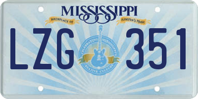 MS license plate LZG351