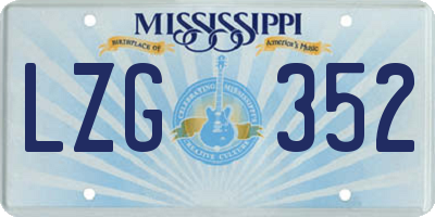 MS license plate LZG352