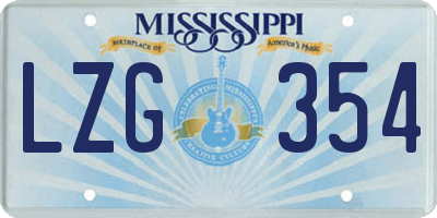 MS license plate LZG354