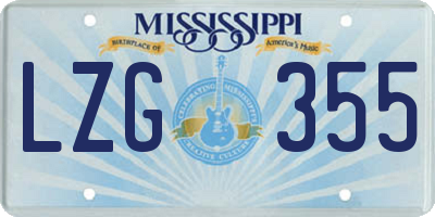 MS license plate LZG355
