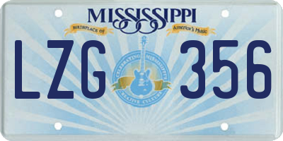 MS license plate LZG356