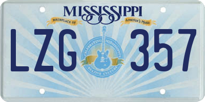MS license plate LZG357