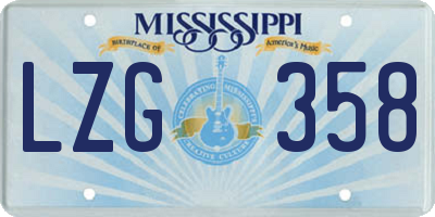 MS license plate LZG358