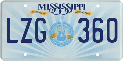 MS license plate LZG360