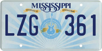 MS license plate LZG361