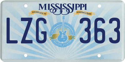 MS license plate LZG363