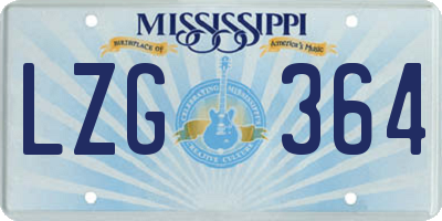 MS license plate LZG364