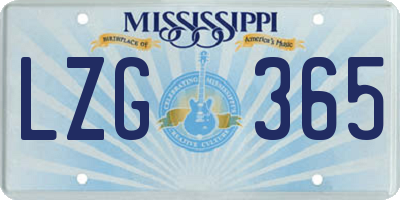 MS license plate LZG365