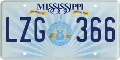 MS license plate LZG366