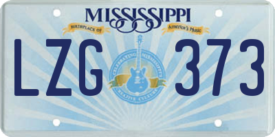 MS license plate LZG373
