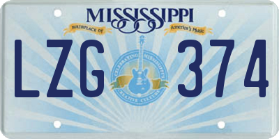 MS license plate LZG374