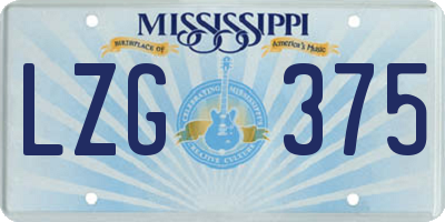 MS license plate LZG375