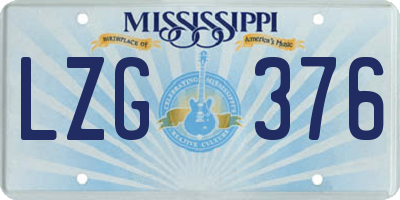 MS license plate LZG376