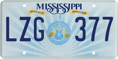 MS license plate LZG377