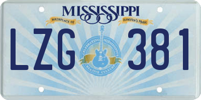 MS license plate LZG381