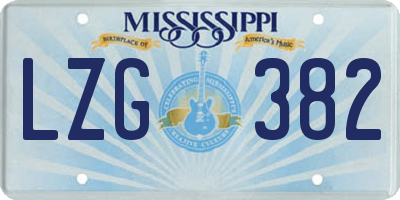 MS license plate LZG382